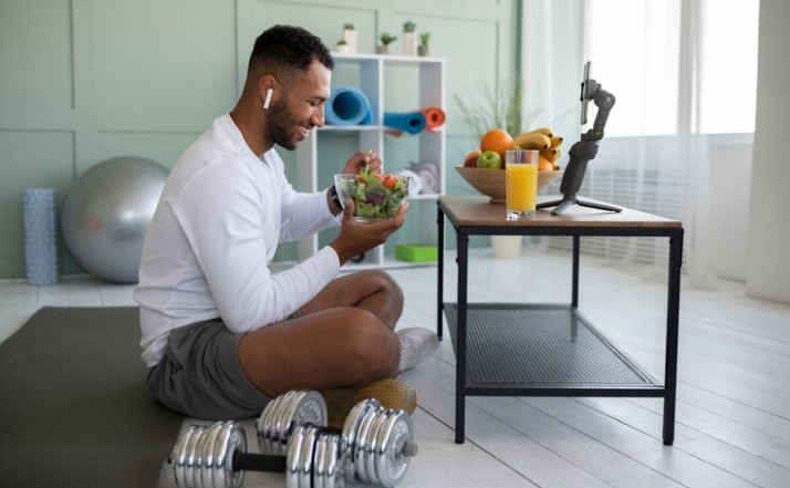 Man eating healthy